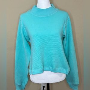NUX Womens CowlNeck Pullover Blue Sweater Size Small
